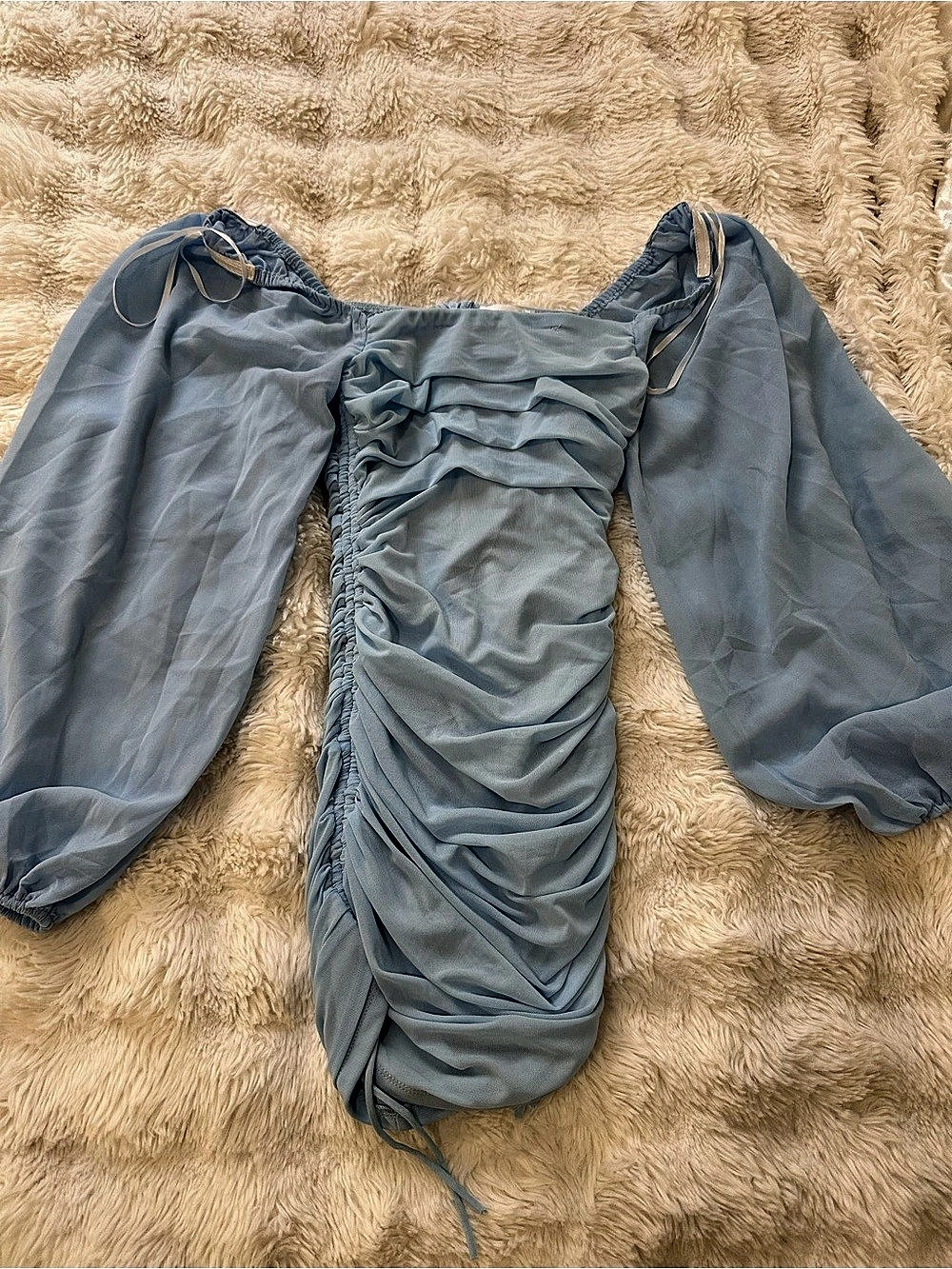 Hello Molly Ruched Mini Dress Blue XS (2) Like New